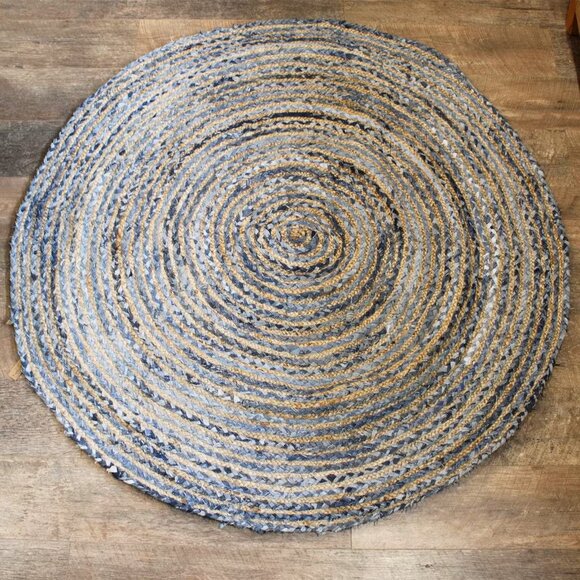 Round Jute and Recycle Denim Rug - 150 cm - Picture 1 of 1